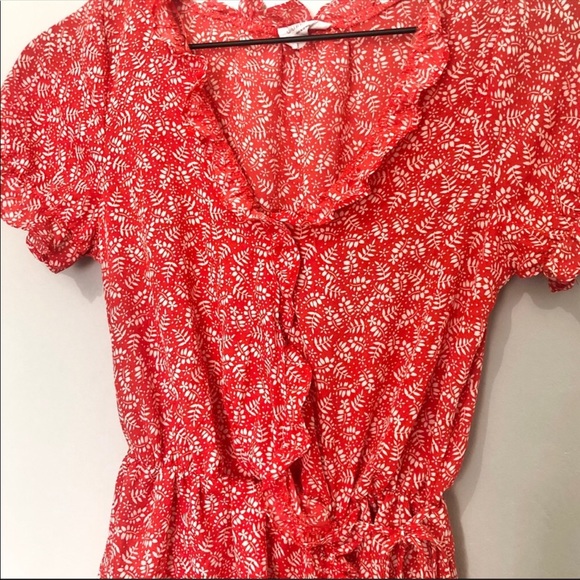 Sienna Sky Ruffle Red/White Sude tie Blouse sizeXS - Picture 3 of 8